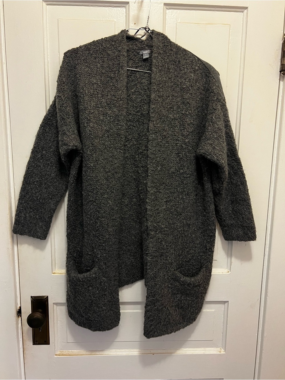 aerie Charcoal Gray Bouclé Open-Front Cardigan